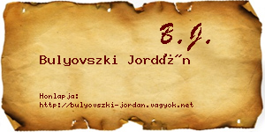 Bulyovszki Jordán névjegykártya